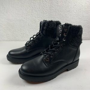 Bandolino Womens Livia Black  Round Toe Lace Up‎ Combat Boots Size 9 M NWOB 7219